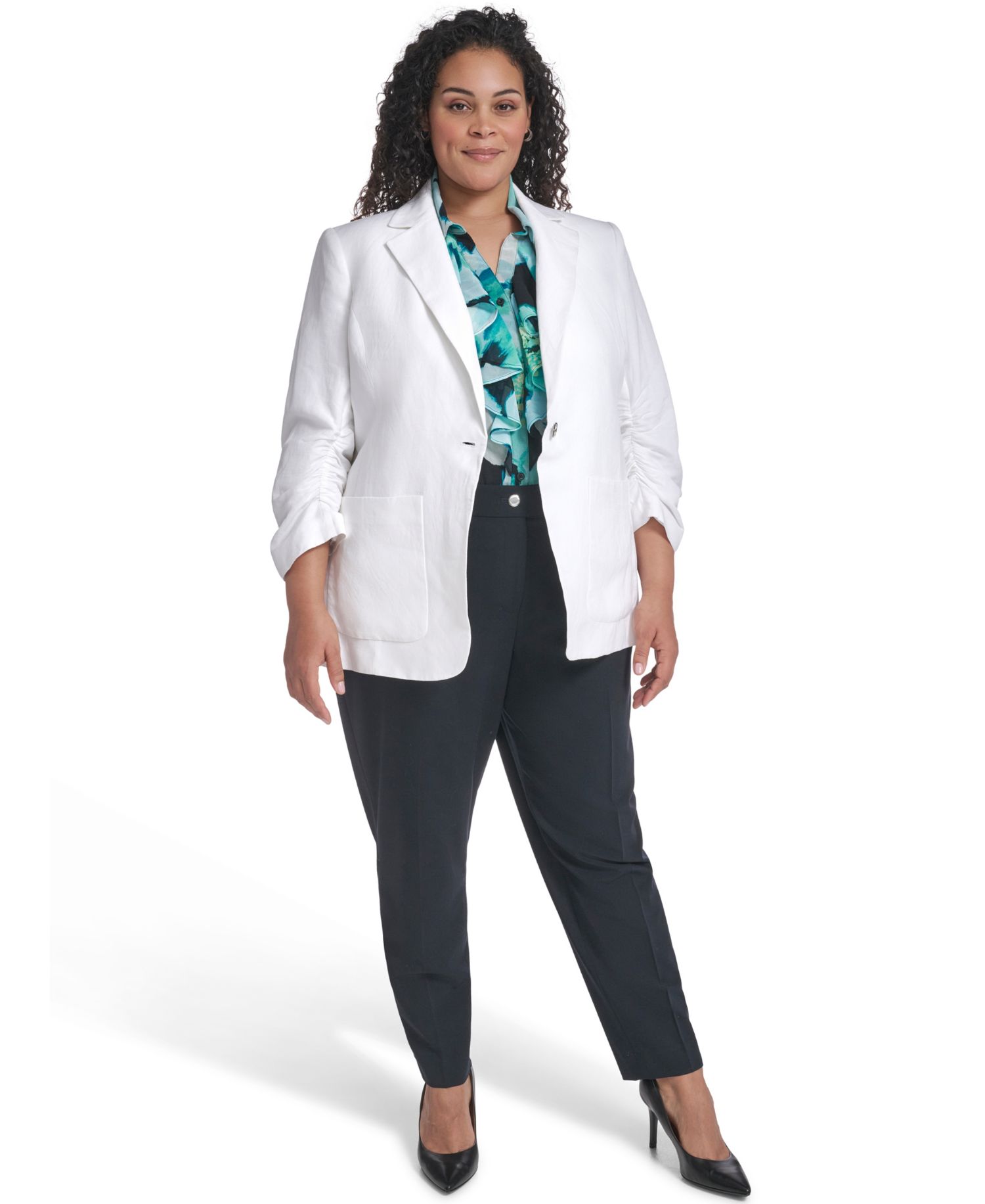 Plus Size Notch Collared Blazer