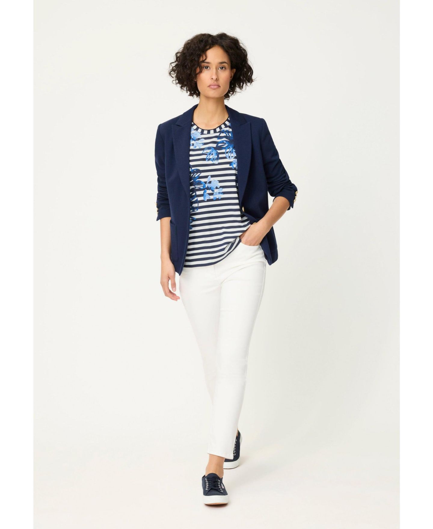 Женская футболка Olsen Stripe and Floral Print, цвет: Чернильный синий — фото 4