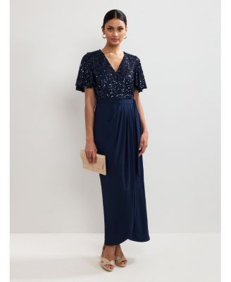 Women's Janessa Sequin Wrap Maxi Dress