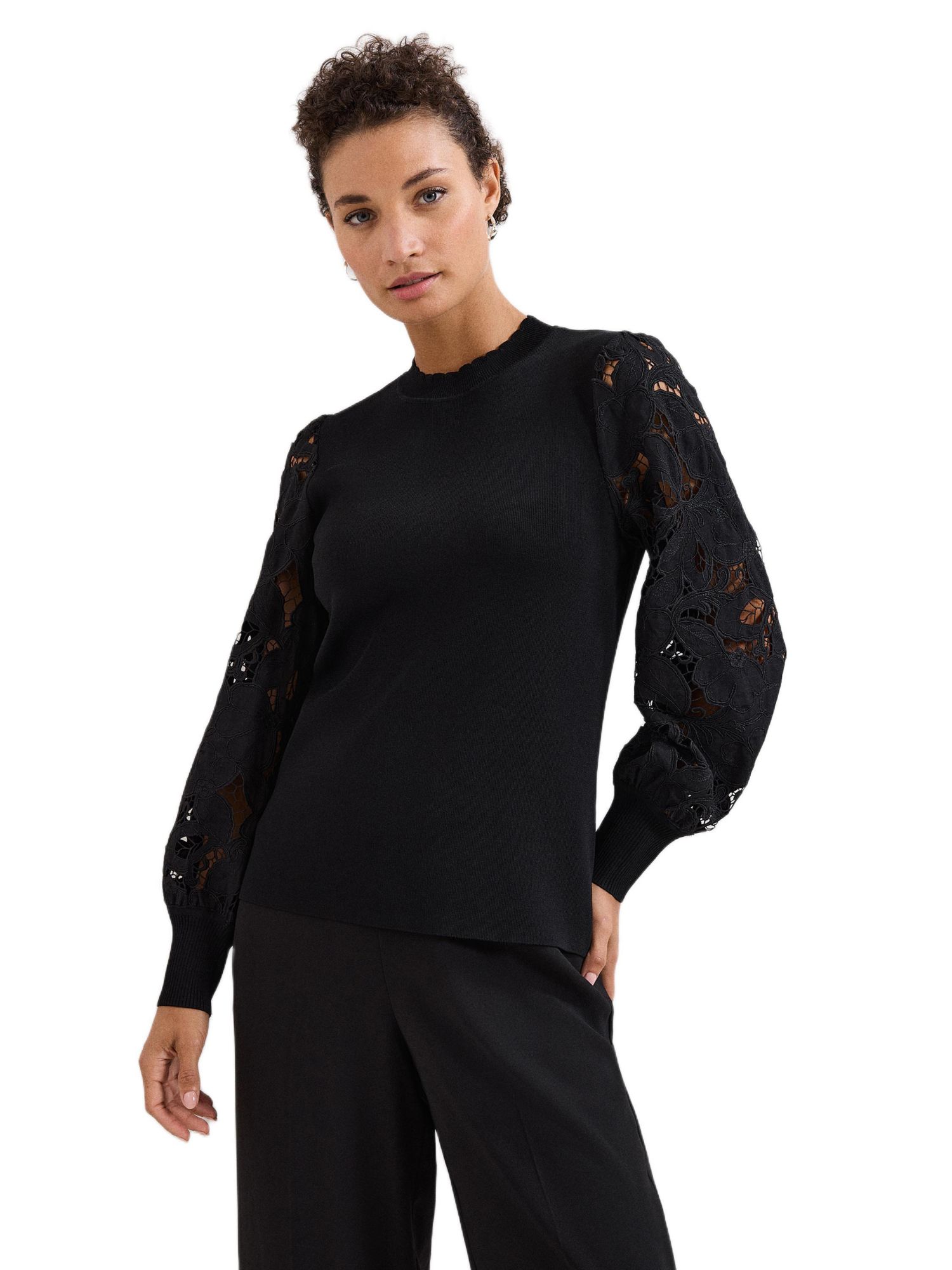 Women's Harriet Lace Sleeve Round Neck Jumper