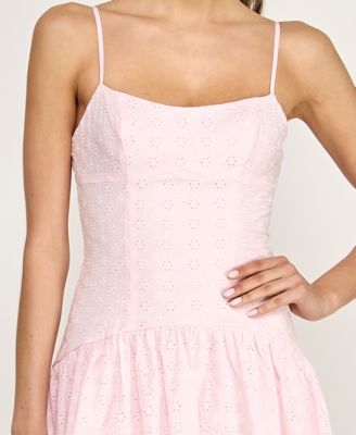 Juniors' Scoop Neck Eyelet Dress