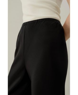 Women's Bias Cut Straight Leg Silk Pants