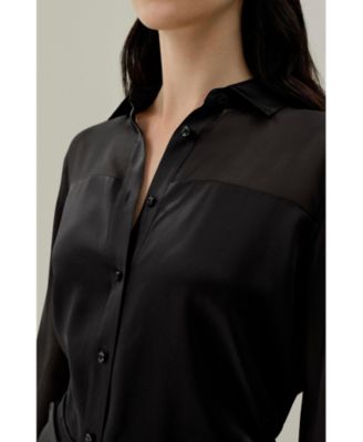 Women's Button Down Silk Organza Shirt