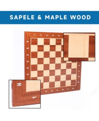 Sapele & Maple Inlaid Chessboard, Professional Tournament Chess Board Only
