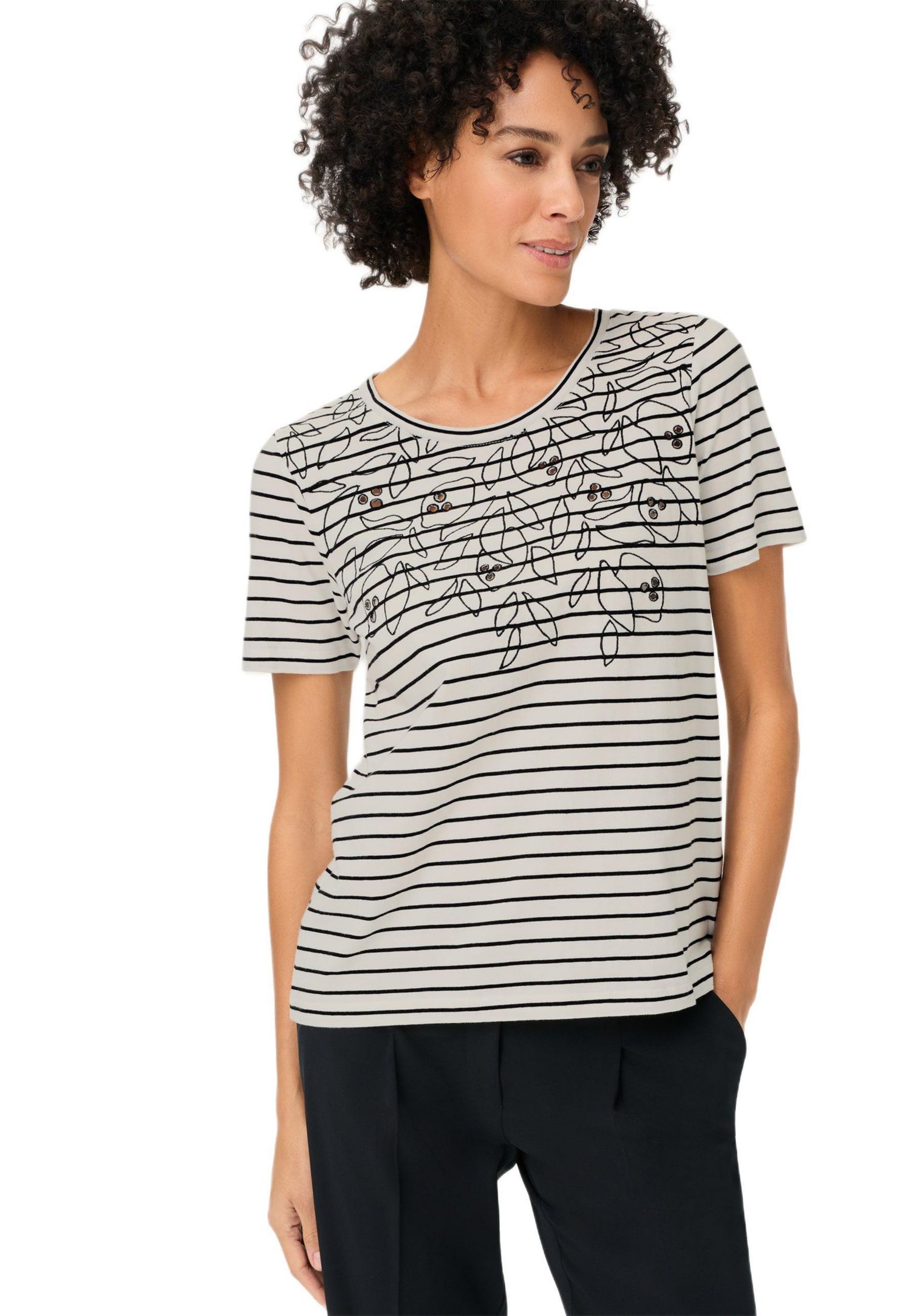 Women's Embrodiered Stripe T-Shirt