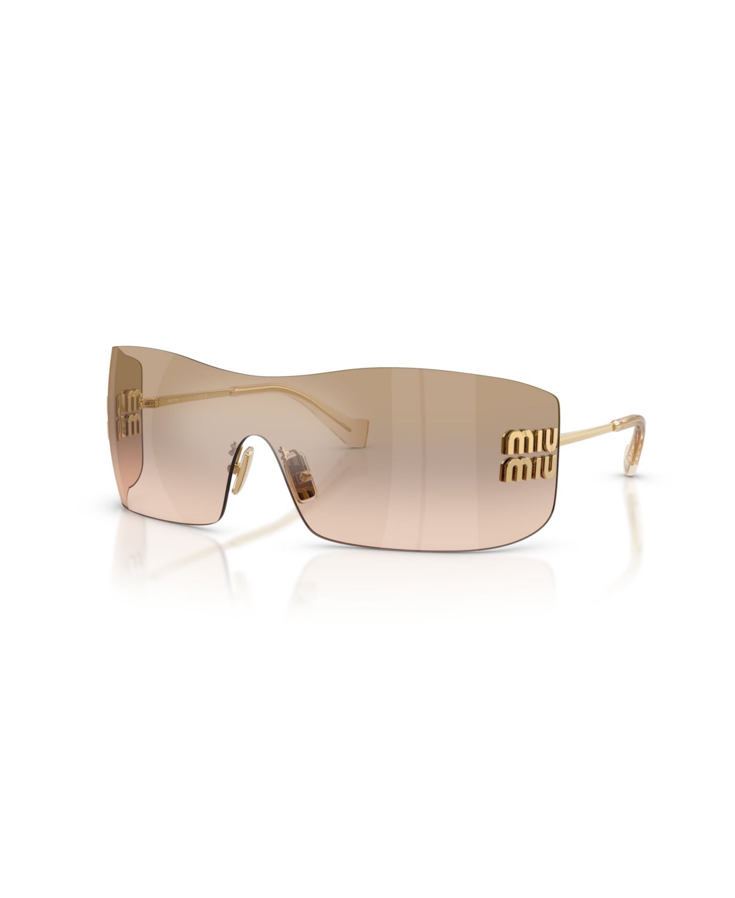 Женские солнцезащитные очки MIU MIU Rectangle Sunglasses, MU B53S, цвет: Золотой — фото 1
