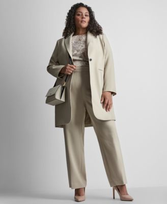 Plus Size Notch Collar Buttoned Jacket