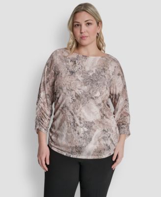 Plus Size Boat Neck Long-Sleeve Top