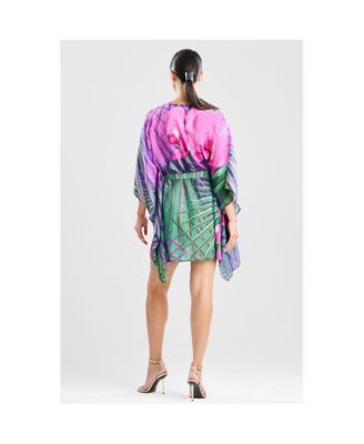 Womens Orchid Silk Cotton Voile Short Caftan