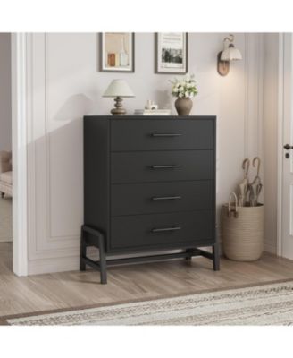 4 Drawer Dresser for Bedroom, 38.6" Tall Freestanding Storage Chest for Living Room or Entryway, Black