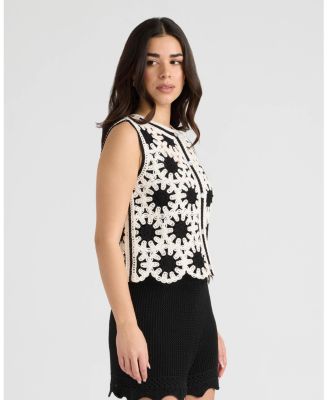 Women's Crochet Button Front Vest