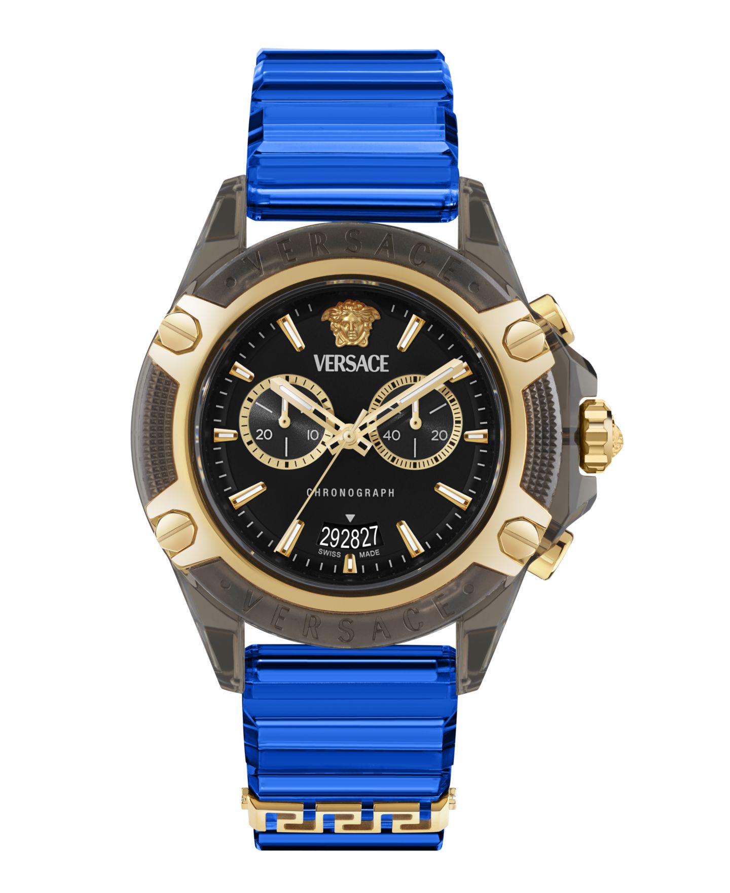 Мужские часы Versace Icon Active Transparent Black Polycarbonate Strap Watch, 44mm — фото 1