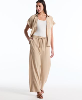 Petite Drawstring Wide-Leg Pants