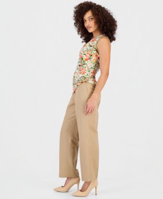 Petite Mid Rise Straight-Leg Pull-On Ankle Pants