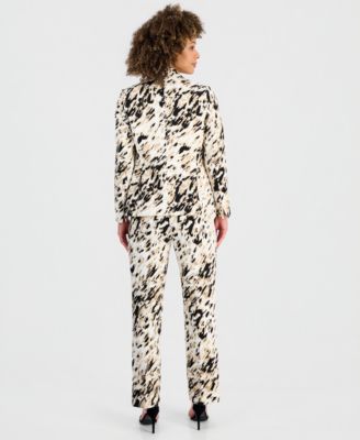 Women's Animal-Print One-Button Blazer & Straight-Leg Pants