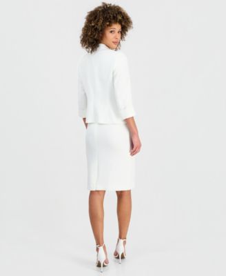Women's Collarless 3/4-Sleeve Jacket & Pencil Skirt