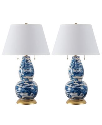 Set of 2 Color Swirls Glass Table Lamp