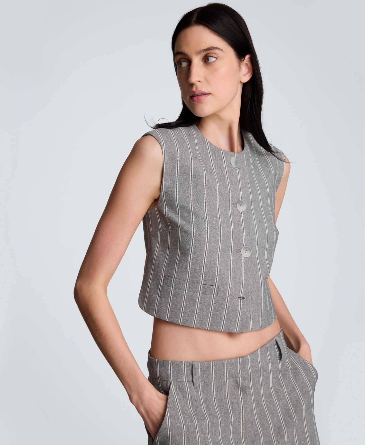 Women's Pinstripe Boxy Vest