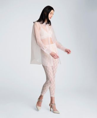 Women's Oversized Sheer Collared Tunic Shirt