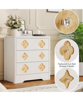 Dresser for Bedroom, Chest of Dressers Tall Dresser for Closet with 3 Decorative Drawer Front Boho Night Stand