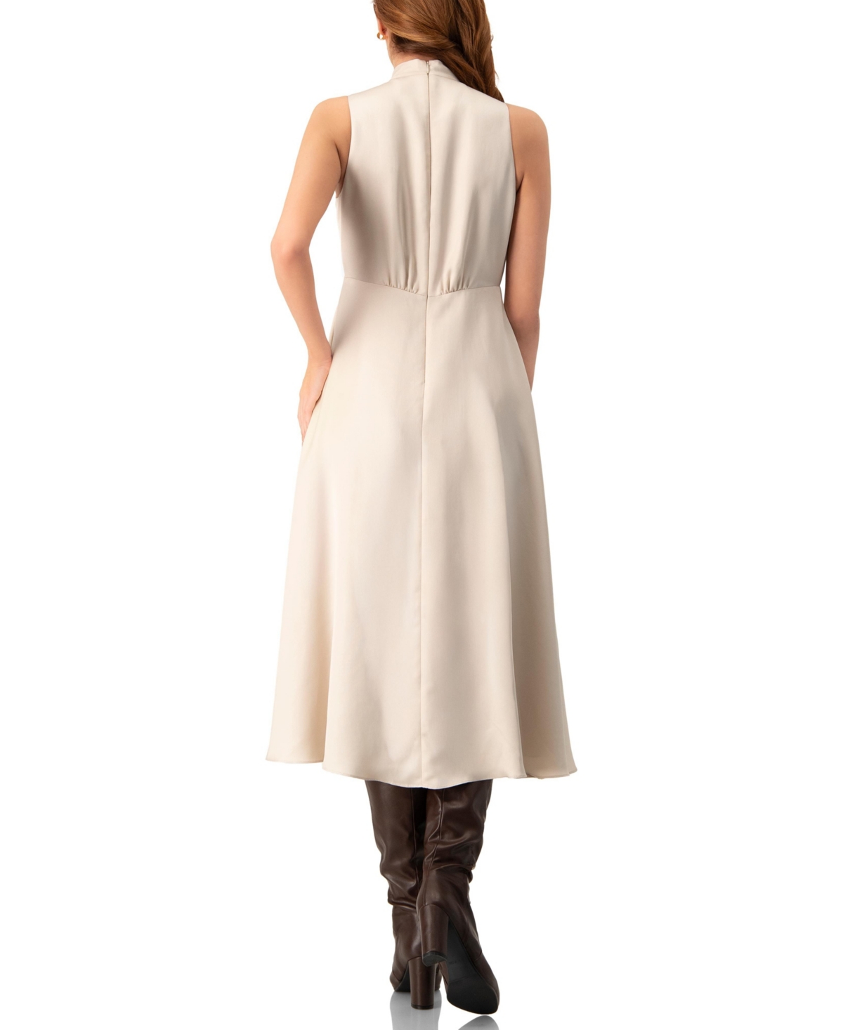 Ivonne Women's Sleeveless High Neck Midi Dress