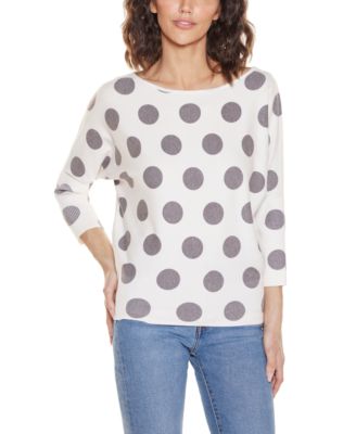 Women's Boat Neck Dot Pattern Sweater
