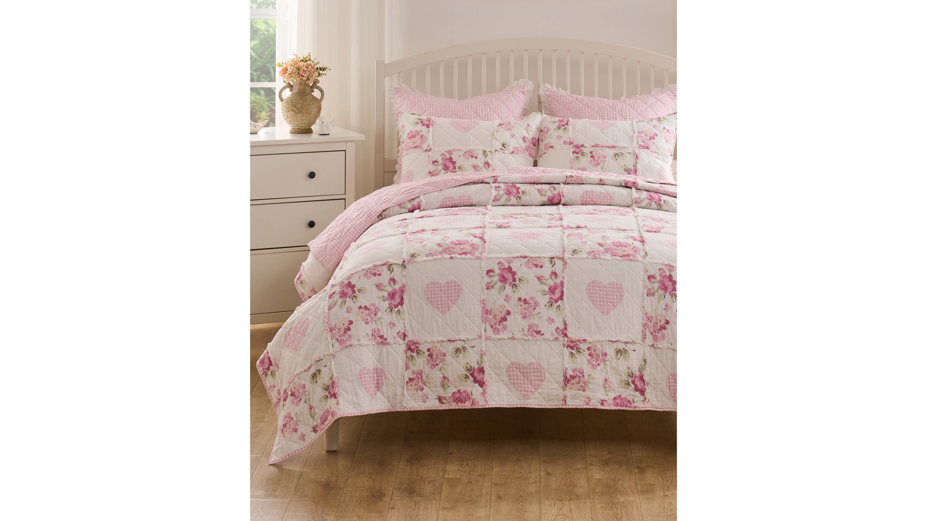 Greenland Home Fashions Veronica's Hearts Shabby Chic 3-Pc. Quilt Set, Full/Queen