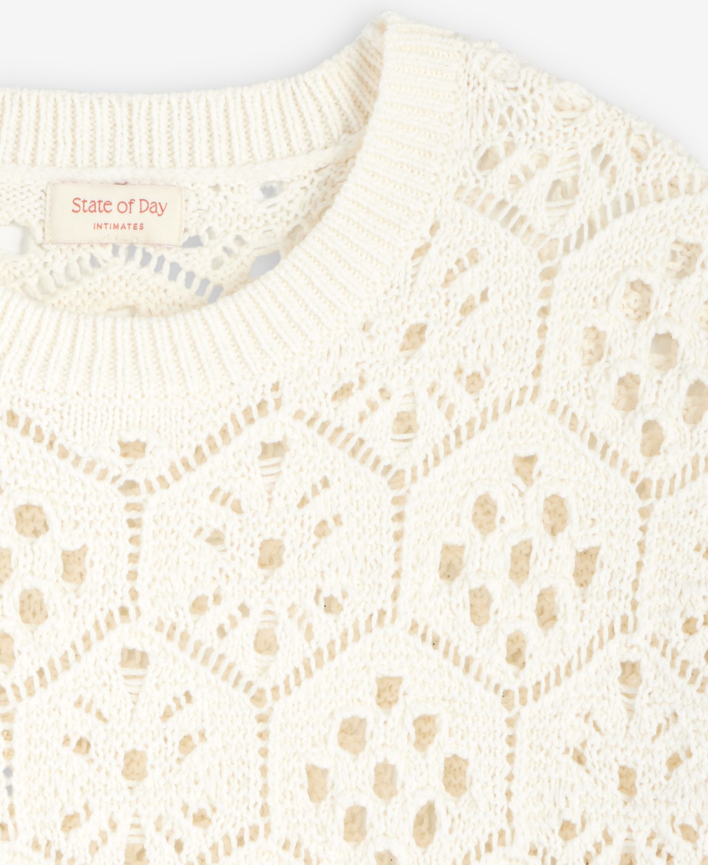 Женский свитер State of Day Short-Sleeve Crochet, цвет: Кремовый — фото 6