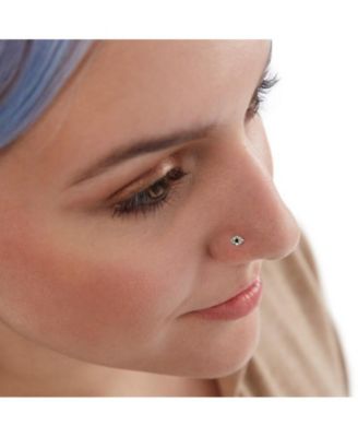 Solid 14k  Gold 20G  Cubic Zirconia Evil Eye Nose Stud Ring Body Piercing Stud
