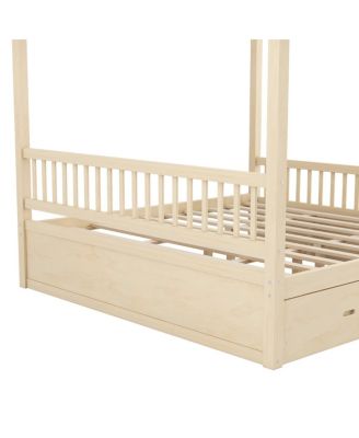 Wooden Canopy Bed with Storage Drawers, King size