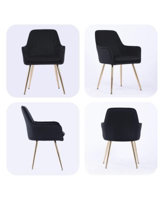 Streamdale Velvet Dining Chairs (Set of 2) - Black, Gold Legs