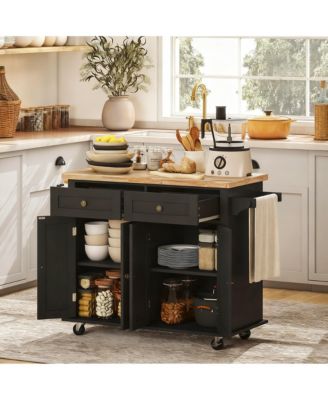 Adjustable Shelves Kitchen Cart with Drawers, Spice Rack, Towel Bar