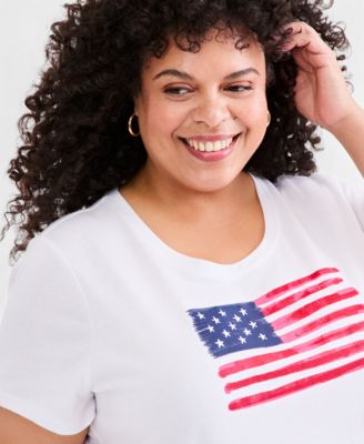 Style & Co Plus Size Perfect Short-Sleeve Open-Crewneck T-Shirt