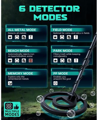 Professional Metal Detector for Adults, Waterproof Gold Finder with DSP Chip, 6 Modes, 11" Coil & Backlit LCD for Beach and Field