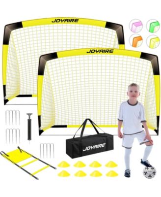 2 Set Pro-Grade Kids Backyard Soccer Goal, Tear-Resistant 5-Layer Polyester Net, Portable Pop Up Training Set