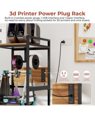 3D Printer Stand with Filament Storage & Power Panel, Metal Frame Workstation