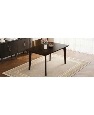 Streamdale Rustic Farmhouse Dining Table - Solid Wood, Modern Espresso