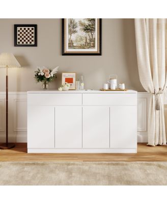 Streamdale Sideboard Buffet Cabinet with Storage, Large Kitchen Cabinet with 2 Drawers, White