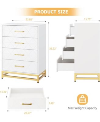 Wooden Dresser for Bedroom, Dressers & Chest of Drawers with 4 Drawer, Wood nightstand for Storage and Organization