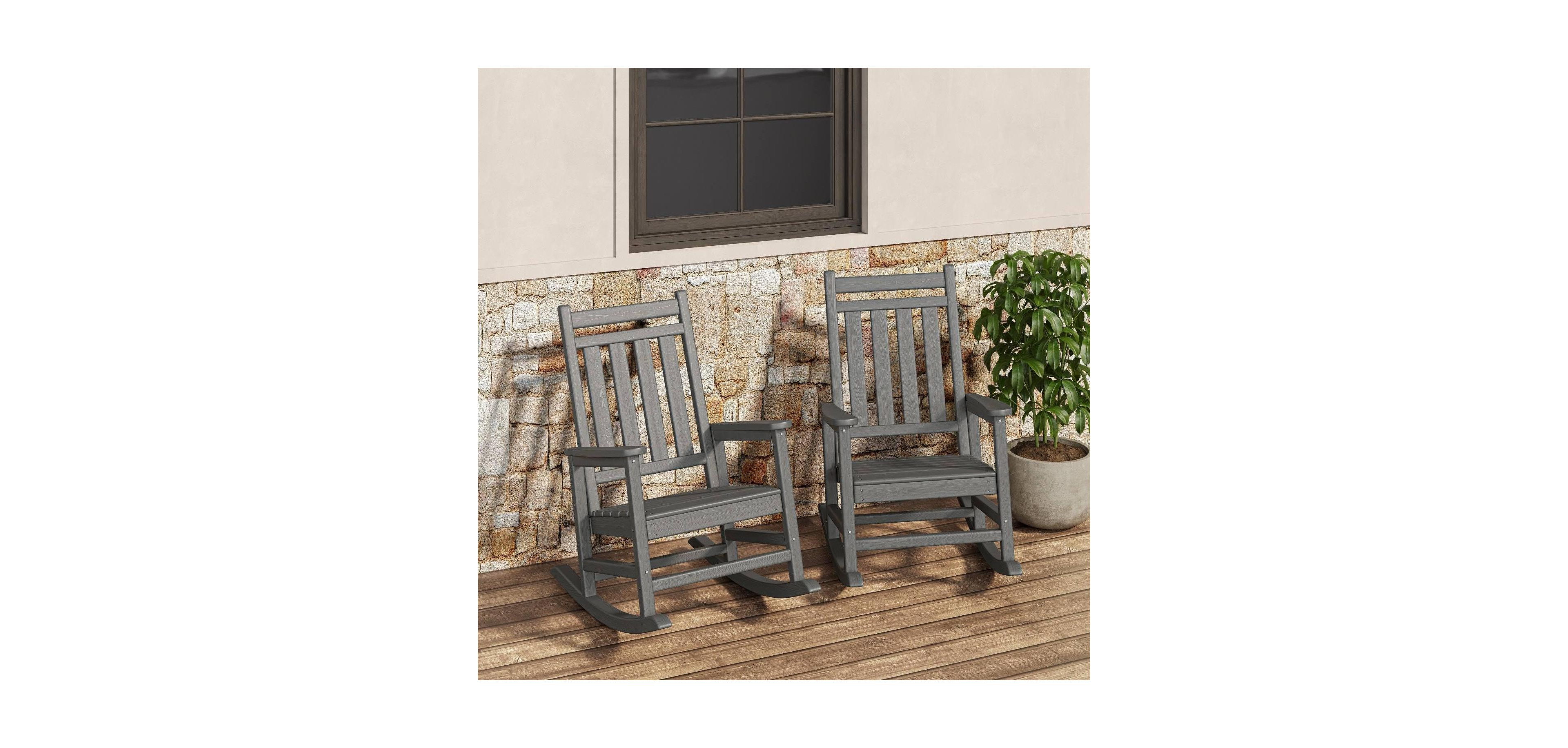 gaomon "Hdpe Outdoor Rocking Chairs Set of 2, All Weather Poly High Back Porch Rockers for Adults, Durable Patio & Front Porch Furniture,
