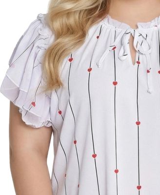 Plus Size Double Flutter-Sleeve Blouse