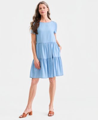 Women's Chambray Tiered Dress
