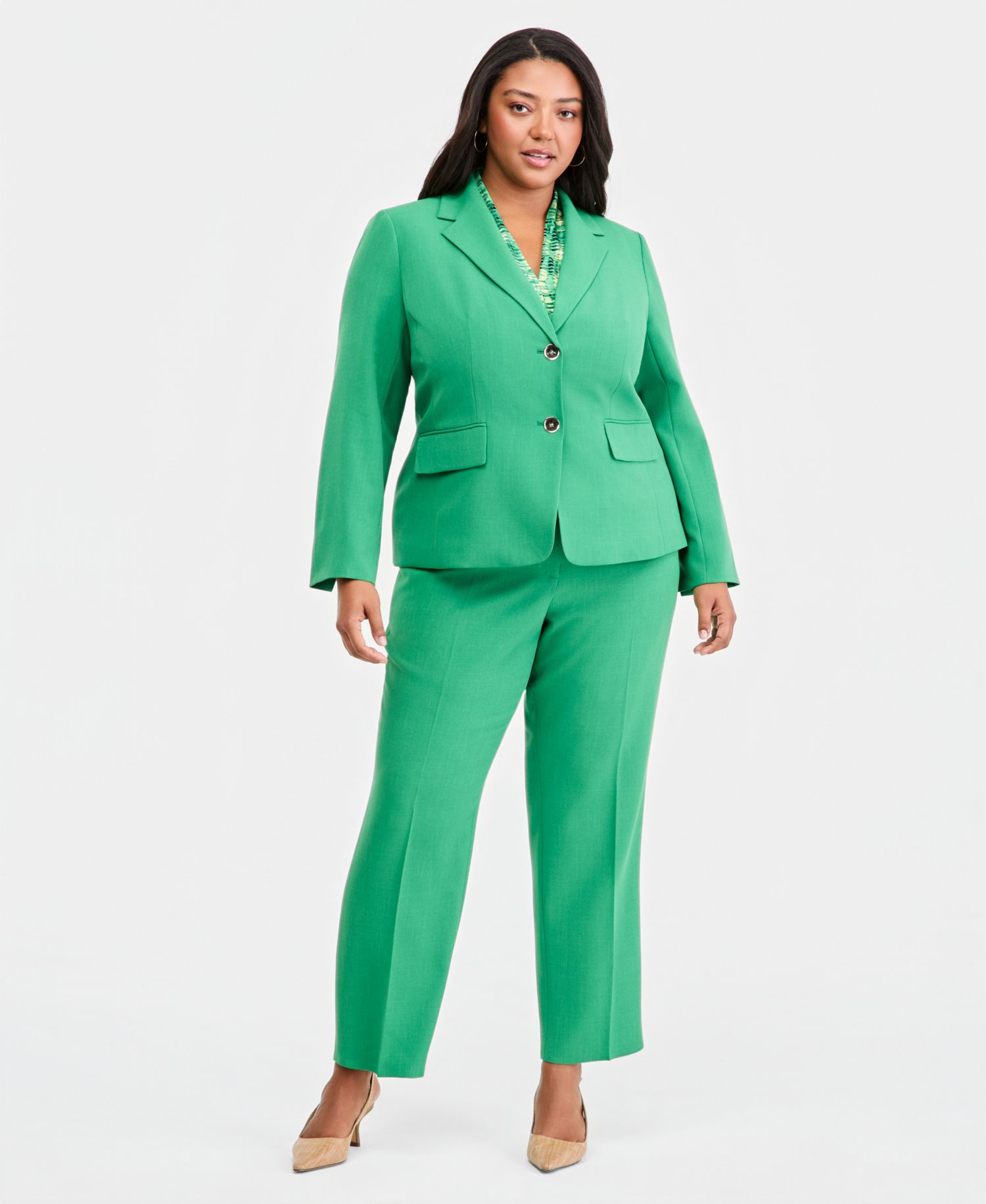 Crepe Two Button Jacket and Crepe Fly Front Slim Pant