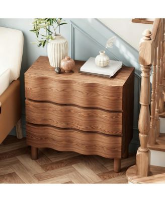 Modern 3 Drawer Dresser with Wave Design for Bedroom
