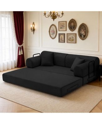 Convertible Sleeper Sofa Bed with Pillow, Corduroy Folding Mattress Couch