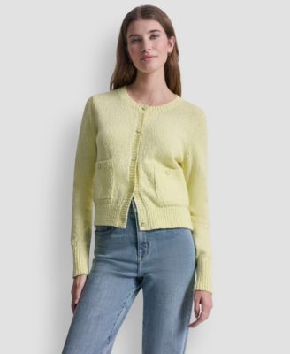 Women's Crewneck Front-Enamel Button Cardigan