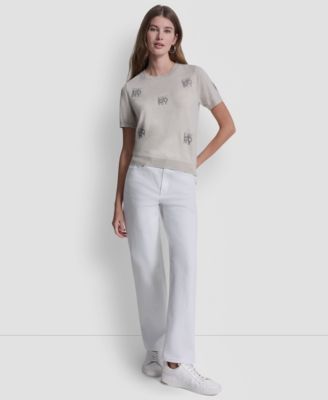 Women's Embellished Logo Crew Neck Sweater