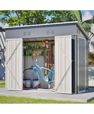 4x8 Slope-Roof Reinforced Storage Shed with Weatherproof Roof & Vents