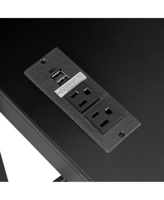 Full Size Wood Loft Bed with Desk, Open Wardrobe and RGB Light