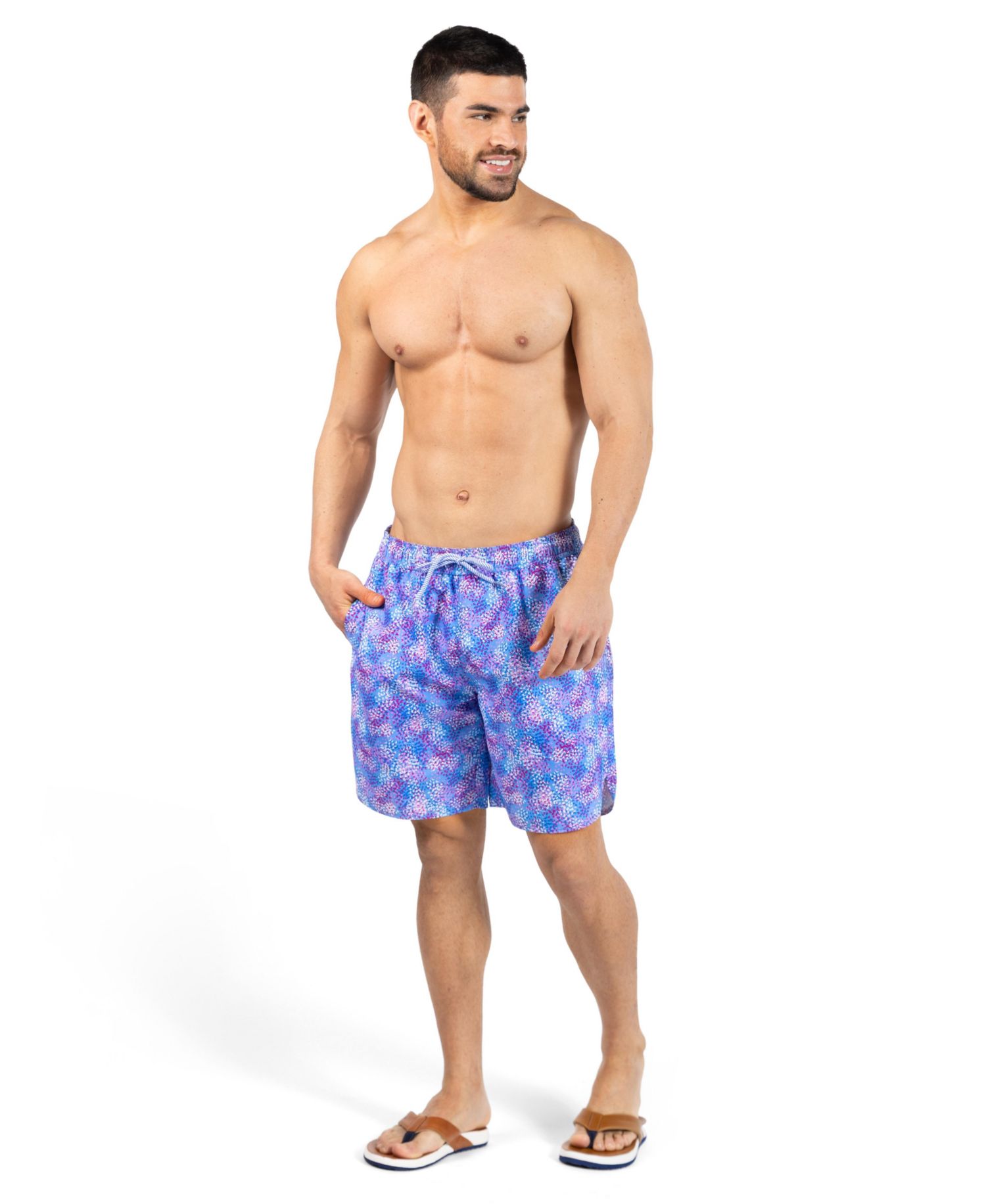 Men's Brushstroke Printed Swim Shorts